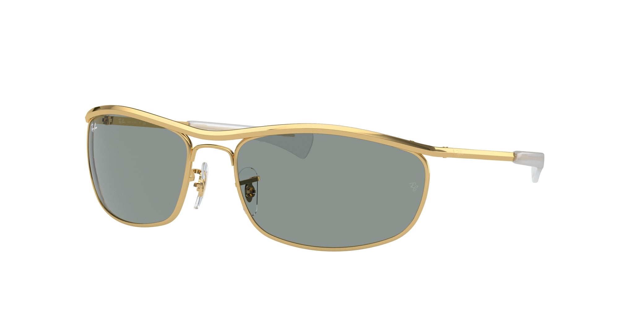 Ray - Ban Unisex Rb3119M Olympian I Deluxe 001/56 Occhiali Da Sole Metallo Oro Blu Rotonda Normale Antiriflesso
