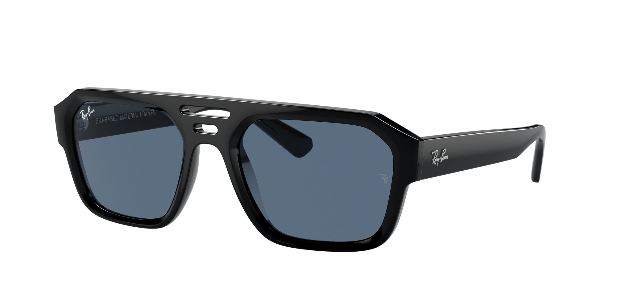 Ray - Ban Unisex Rb4397 Corrigan 667780 Occhiali Da Sole Acetato Nero Blu Geometrica Normale