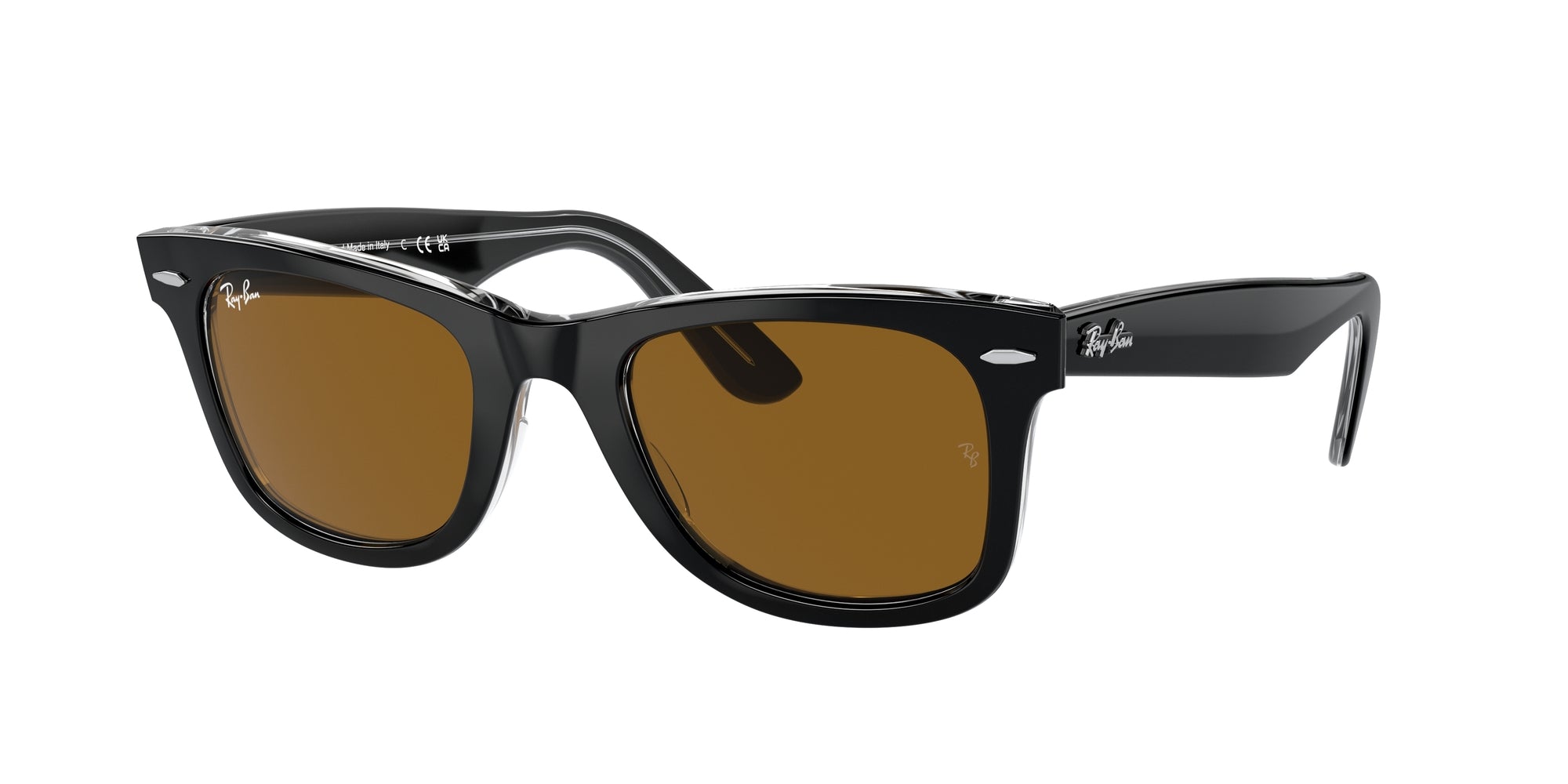 Ray - Ban Unisex Rb2140 Wayfarer 129433 Occhiali Da Sole Acetato Nero Marrone Squadrata Normale