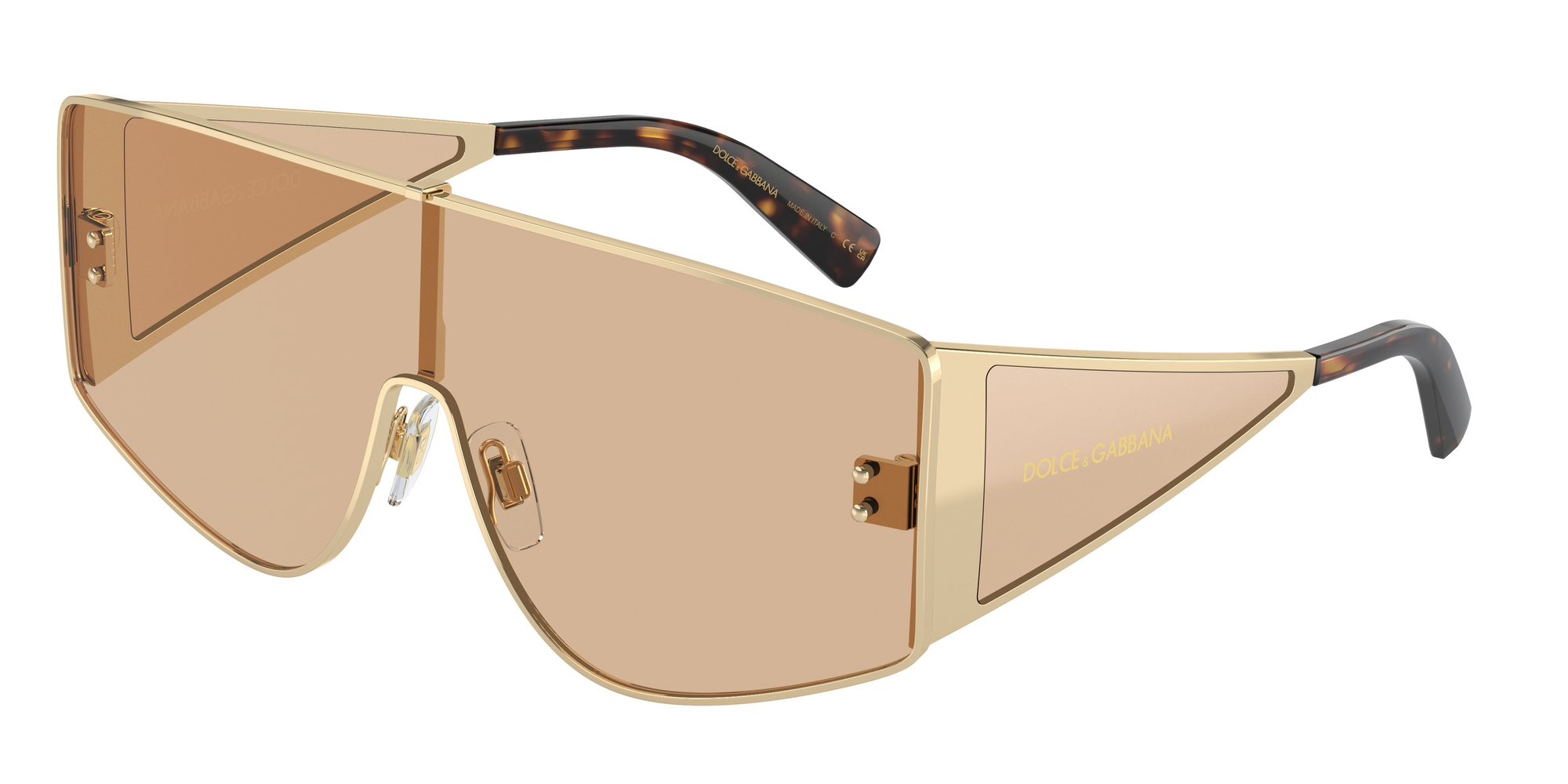 Dolce & Gabbana Uomo Dg2305  13655A Occhiali Da Sole Metallo Oro Marrone Squadrata Normale Flash