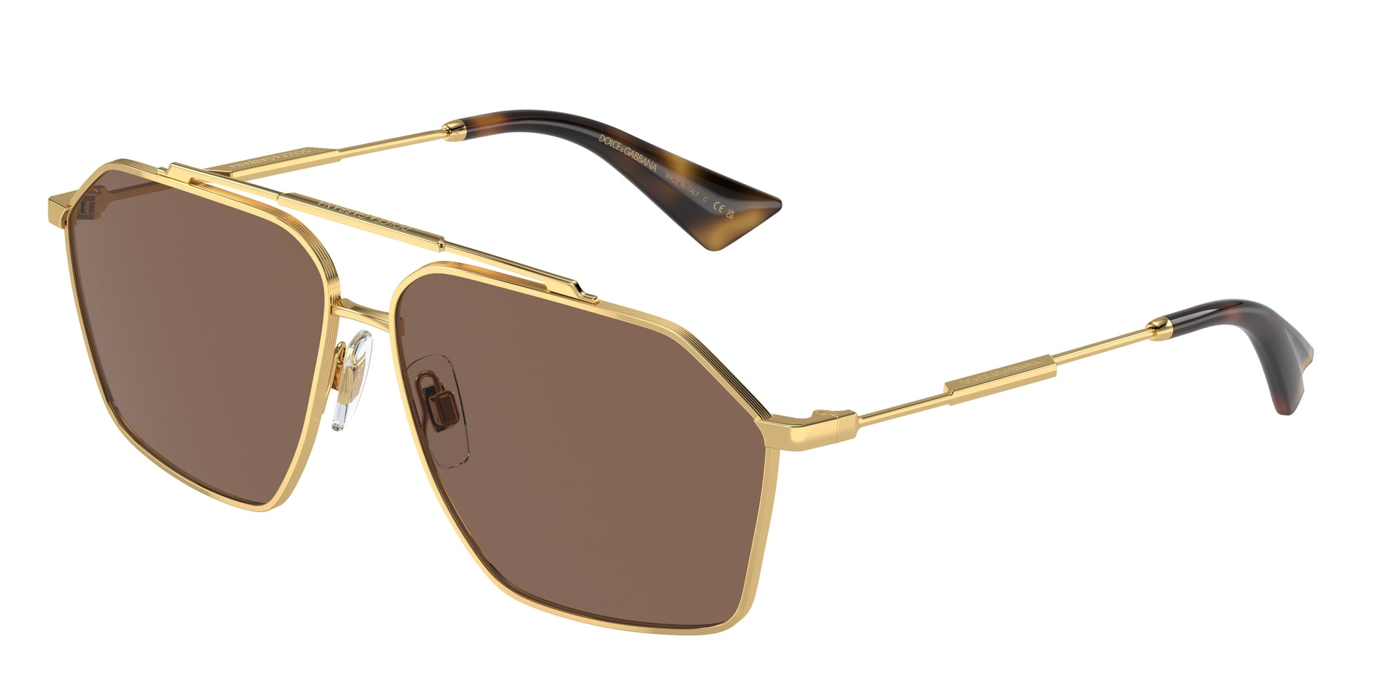 Dolce & Gabbana Uomo Dg2303  02/73 Occhiali Da Sole Metallo Oro Marrone Pilot Normale