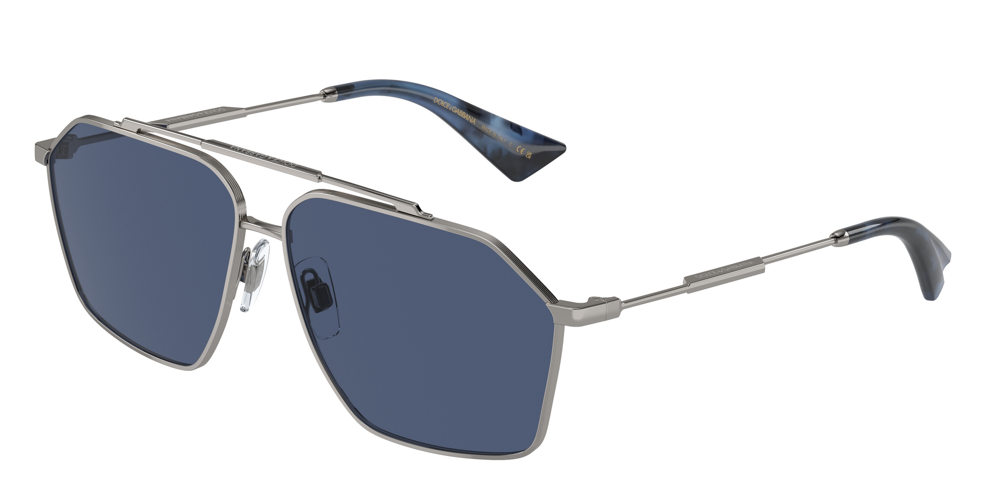 Dolce & Gabbana Uomo Dg2303  04/80 Occhiali Da Sole Metallo Grigio Blu Pilot Normale