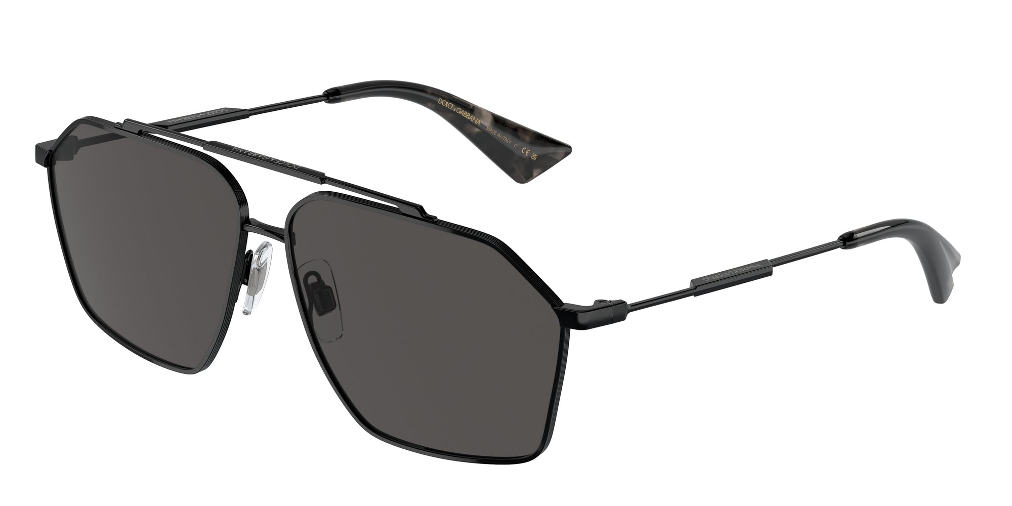 Dolce & Gabbana Uomo Dg2303  01/87 Occhiali Da Sole Metallo Nero Grigio Pilot Normale