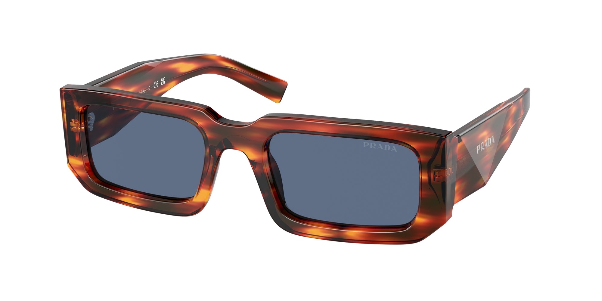 Prada Uomo Pr 06Ys  17R06A Occhiali Da Sole Acetato Marrone Blu Squadrata Normale