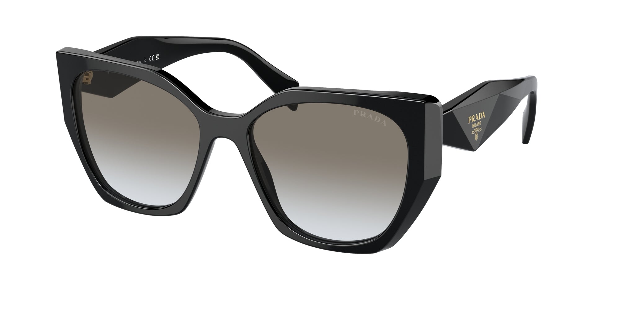 Prada Donna Pr 19Zs  1Ab0A7 Occhiali Da Sole Acetato Nero Grigio Pillow Normale Sfumato