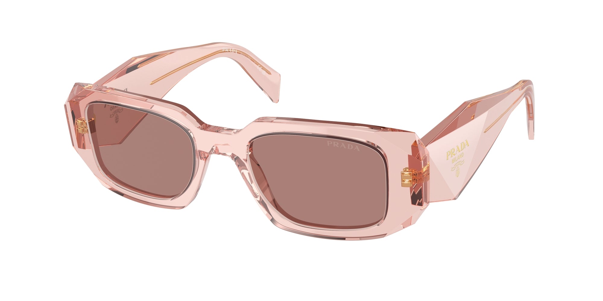 Prada Donna Pr 17Ws  19Q10D Occhiali Da Sole Acetato Rosa Marrone Squadrata Normale