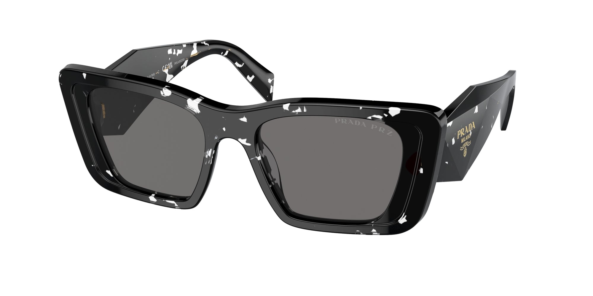 Prada Donna Pr 08Ys  15S5Z1 Occhiali Da Sole Acetato Nero Grigio Farfalla Polarizzata