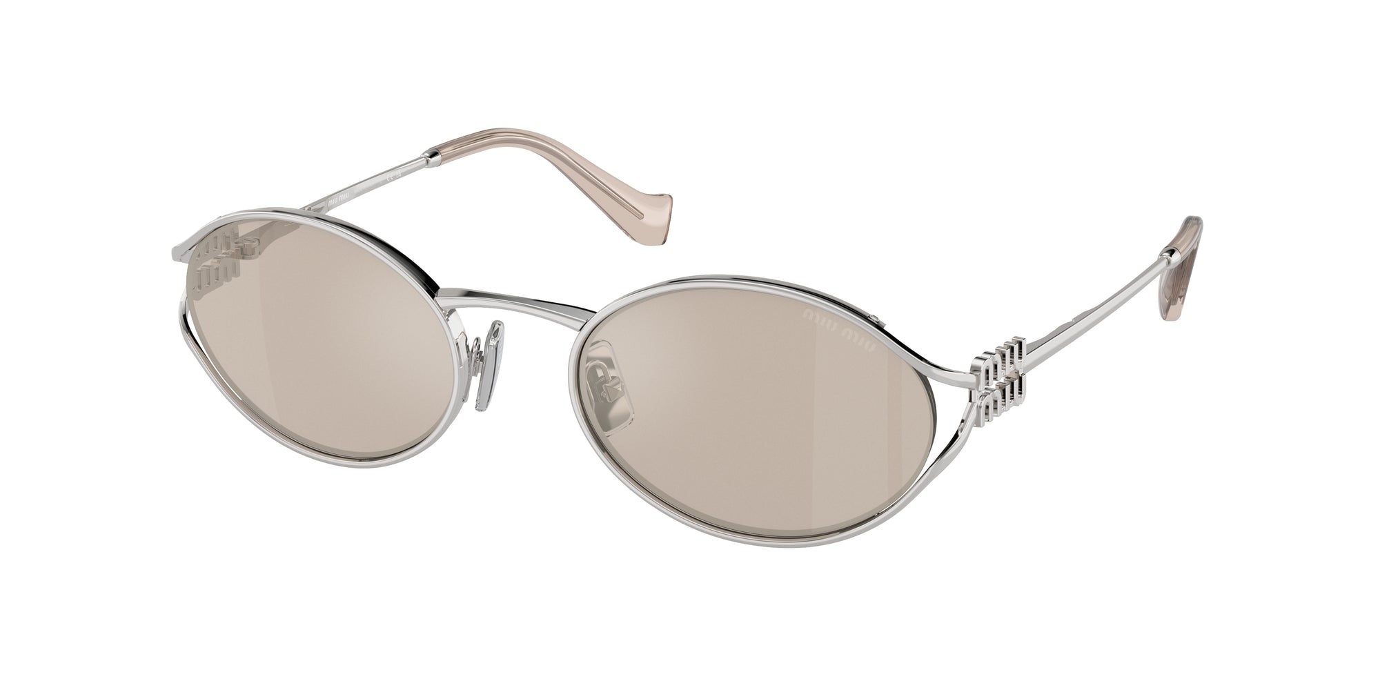 Miu Miu Donna Mu 52Ys  1Bc10F Occhiali Da Sole Metallo Argento Oro Rotonda Normale Specchiato