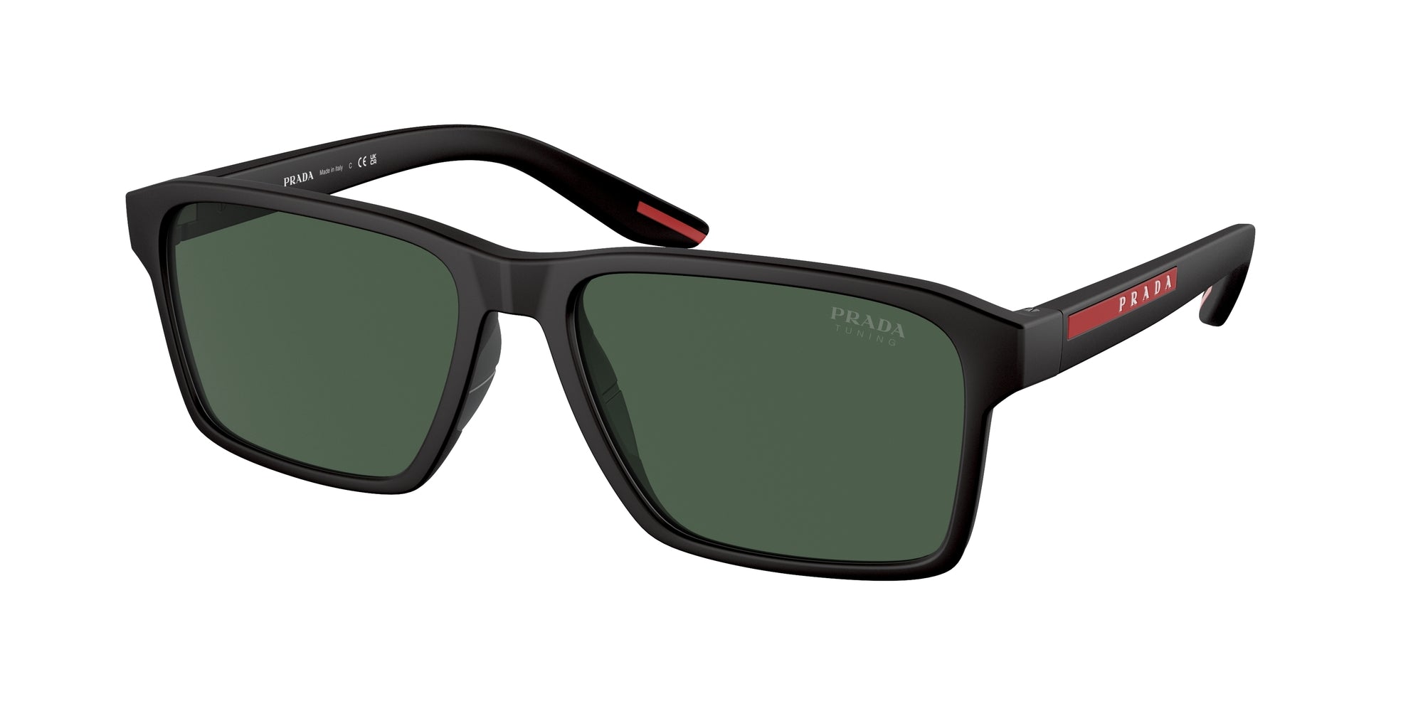 Prada Linea Rossa Uomo Ps 05Ys  Dg006U Occhiali Da Sole Iniettato Nero Verde Squadrata Normale