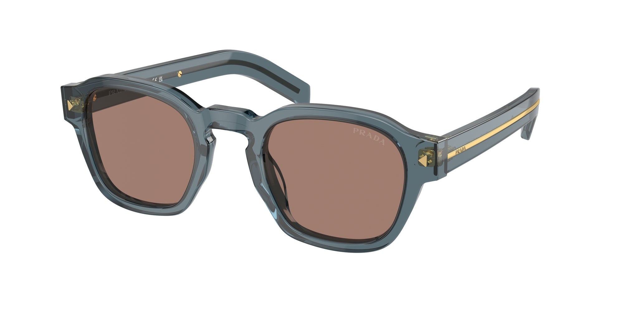 Prada Uomo Pr A16S  17T05D Occhiali Da Sole Acetato Blu Marrone Pantos Normale