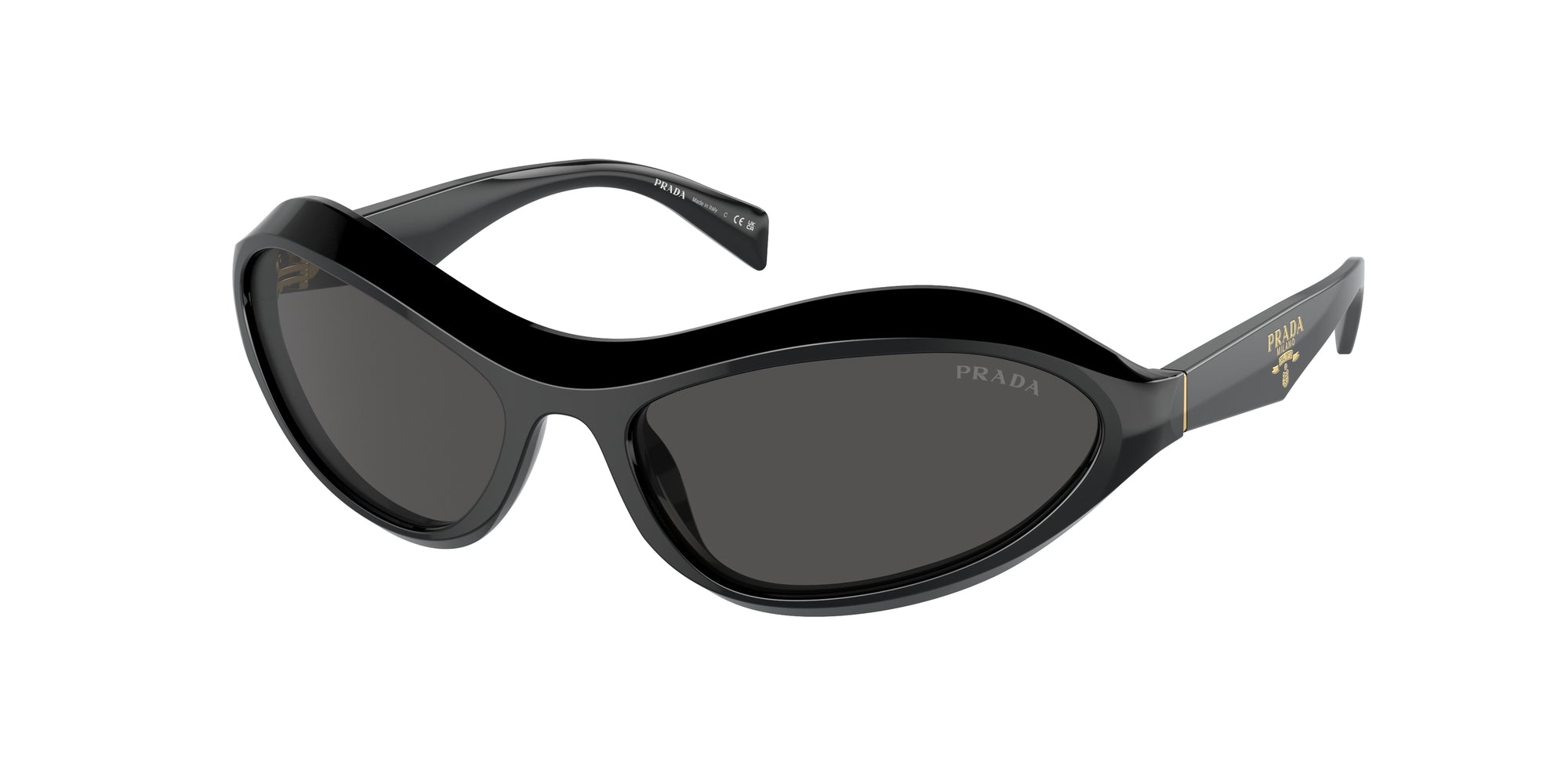 Prada Donna Pr A20S  16K5S0 Occhiali Da Sole Acetato Nero Grigio Geometrica Normale