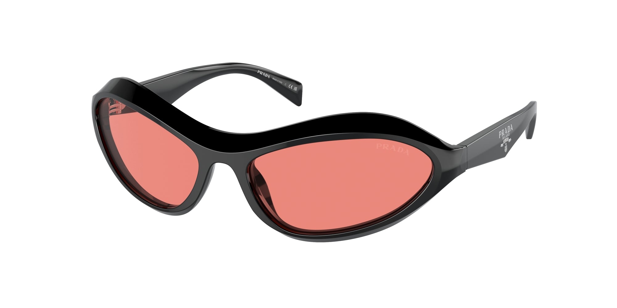 Prada Donna Pr A20S  16K20B Occhiali Da Sole Acetato Nero Rosa Geometrica Normale