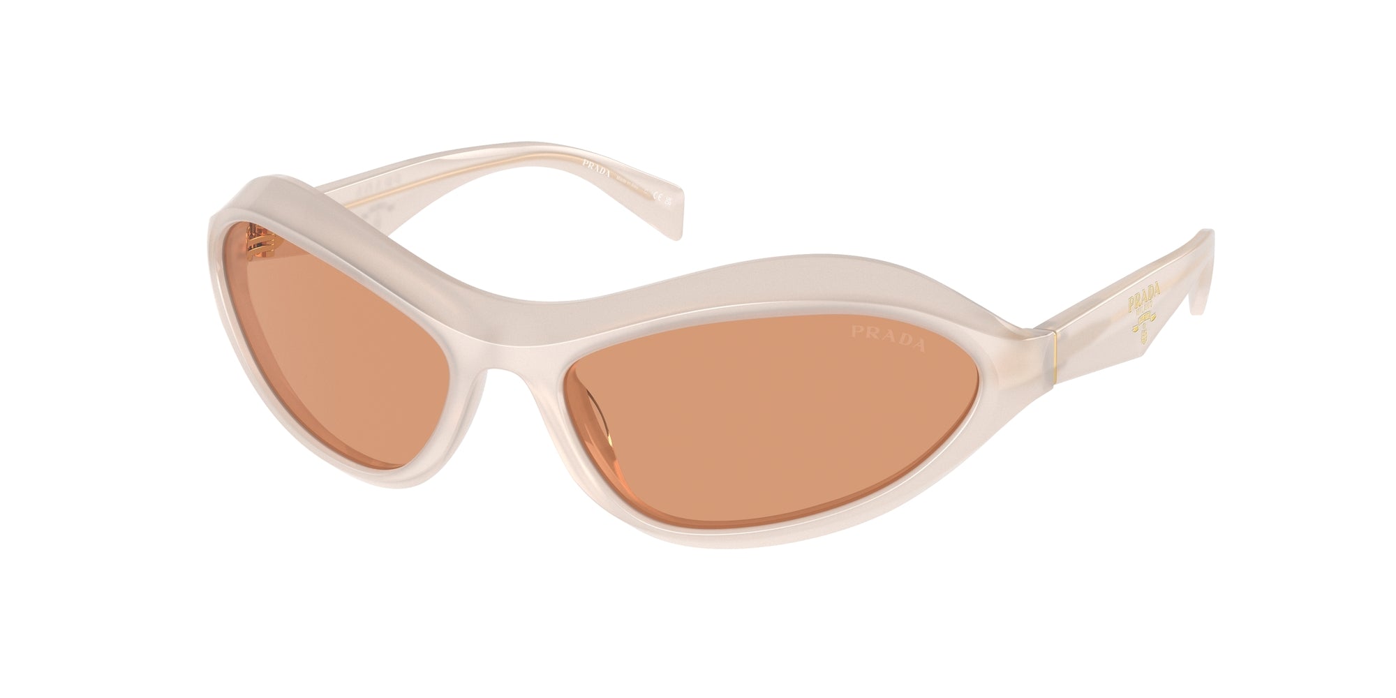 Prada Donna Pr A20S  12V07V Occhiali Da Sole Acetato Bianco Arancione Geometrica Normale