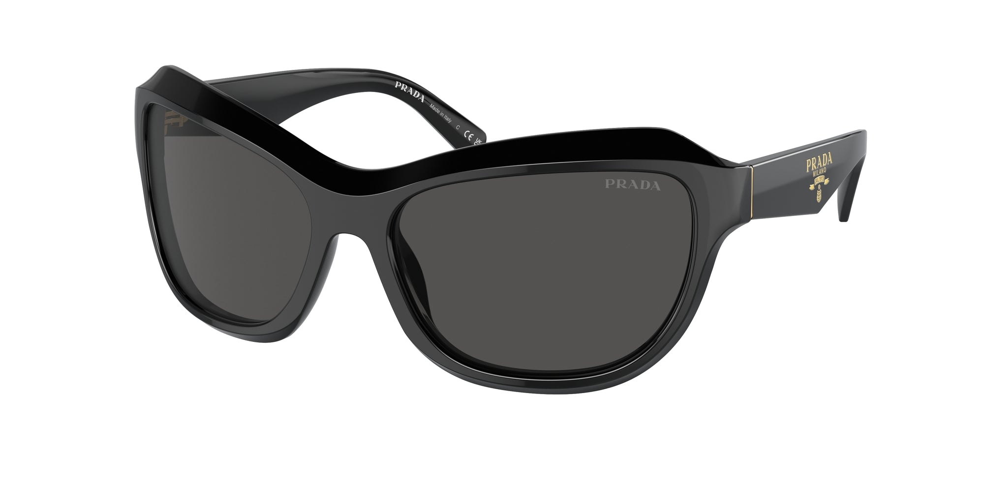 Prada Donna Pr A27S  16K5S0 Occhiali Da Sole Acetato Nero Grigio Farfalla Normale