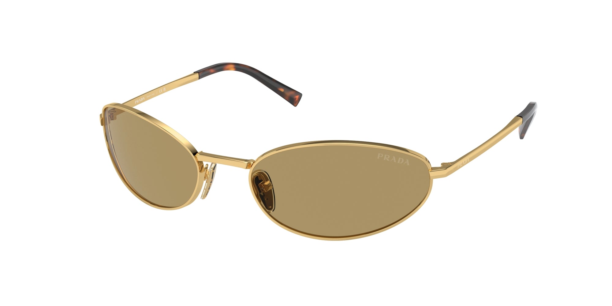 Prada Donna Pr A59S  5Ak70G Occhiali Da Sole Acciaio Oro Verde Rotonda Normale