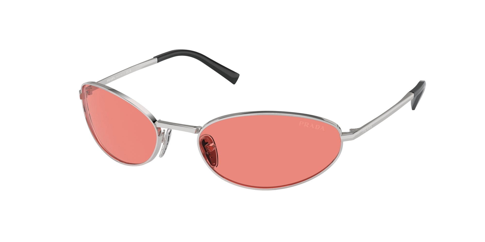 Prada Donna Pr A59S  1Bc20B Occhiali Da Sole Acciaio Argento Rosa Rotonda Normale