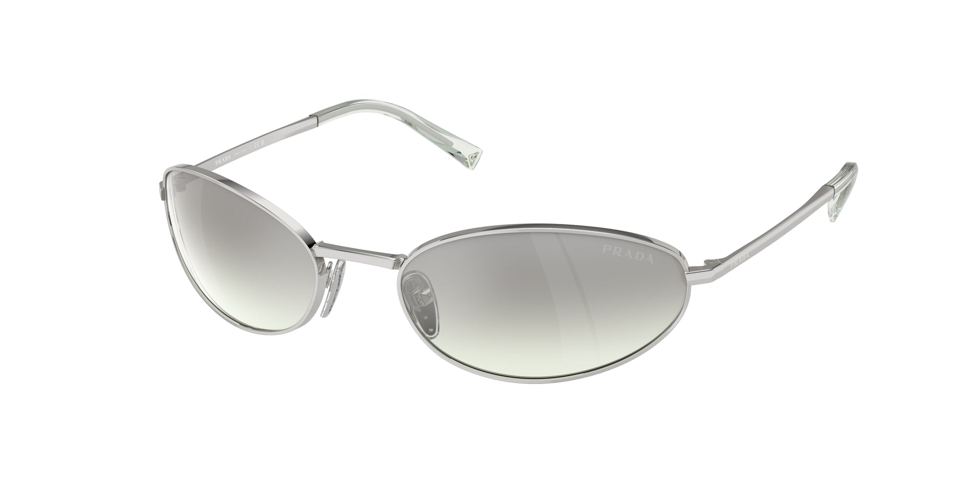 Prada Donna Pr A59S  1Bc80G Occhiali Da Sole Acciaio Argento Grigio Rotonda Normale Sfumato