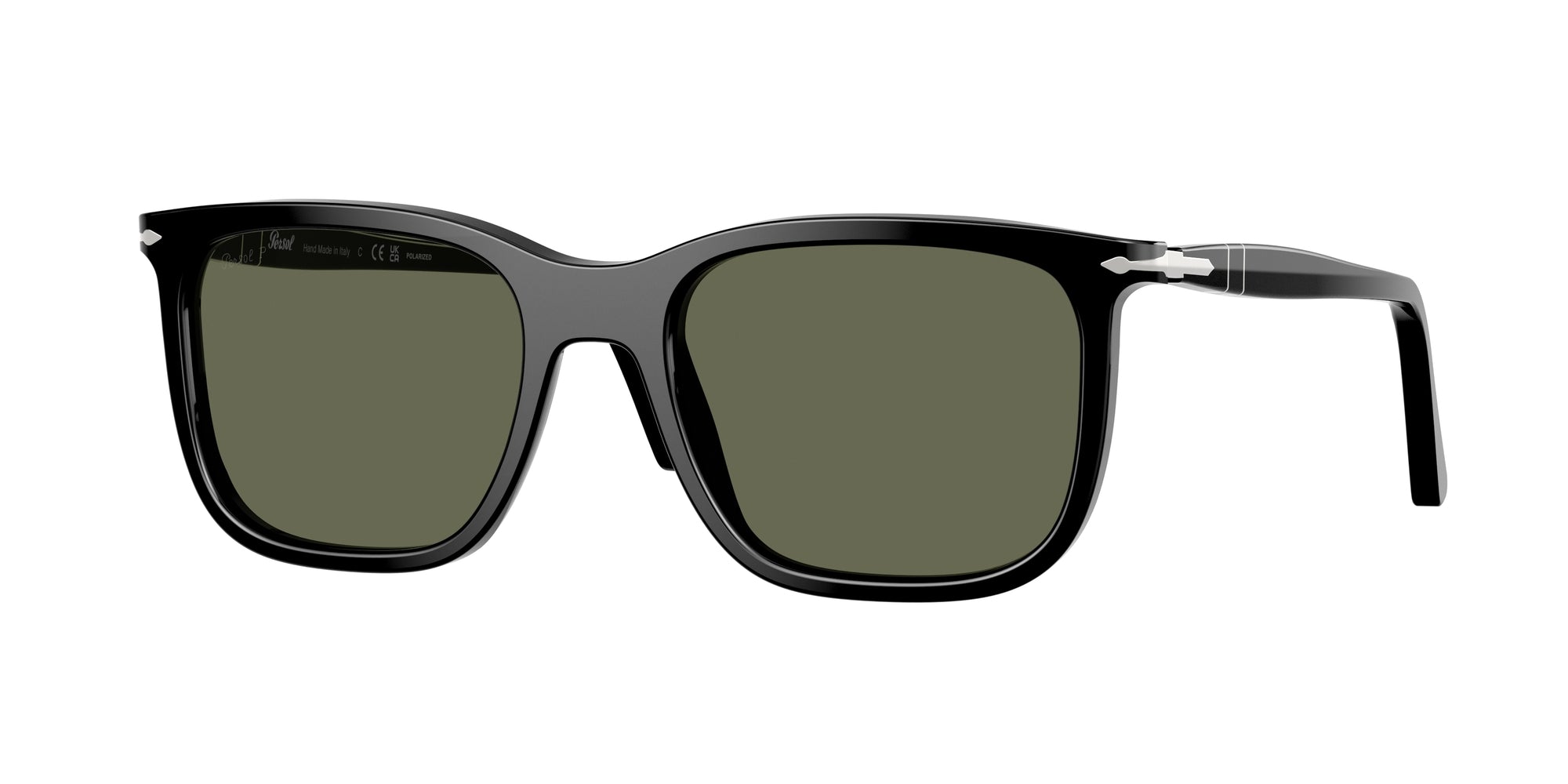 Persol Unisex Po3357S Renzo 95/58 Occhiali Da Sole Acetato Nero Verde Squadrata Polarizzata