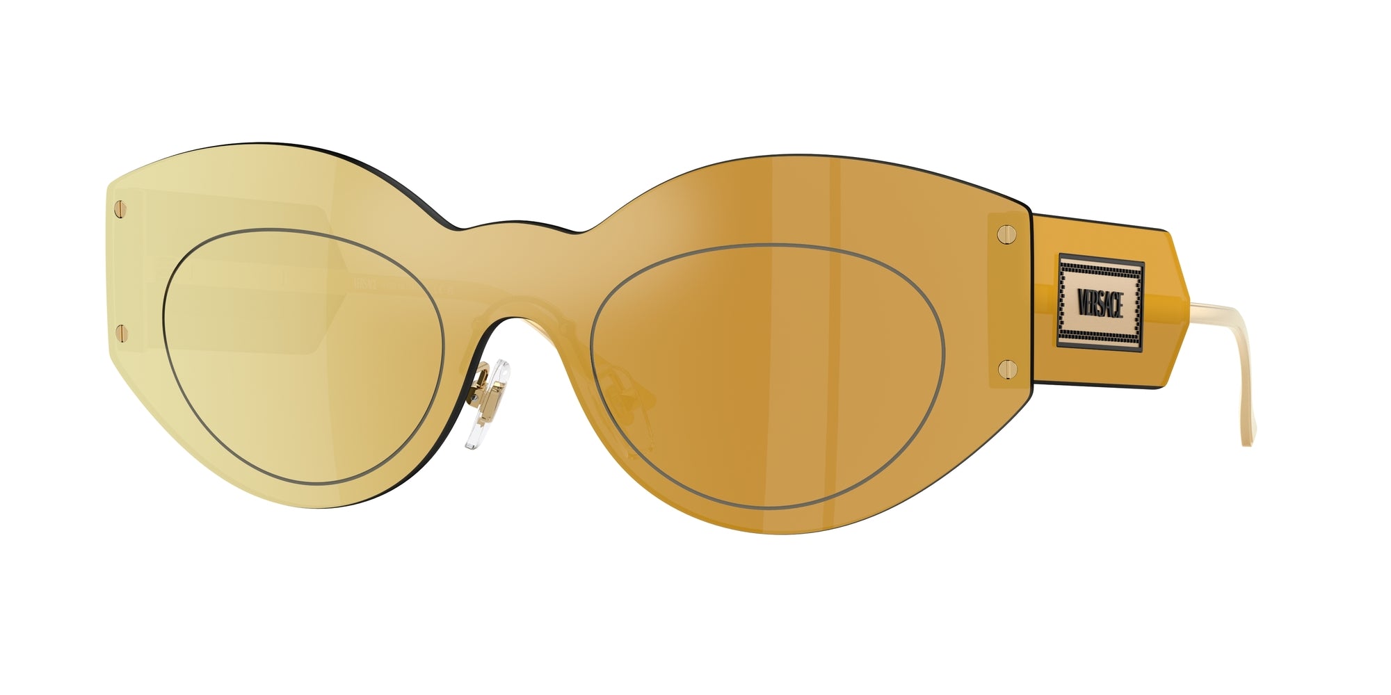 Versace Donna Ve2276  10027P Occhiali Da Sole Metallo Marrone Marrone Geometrica Specchiate