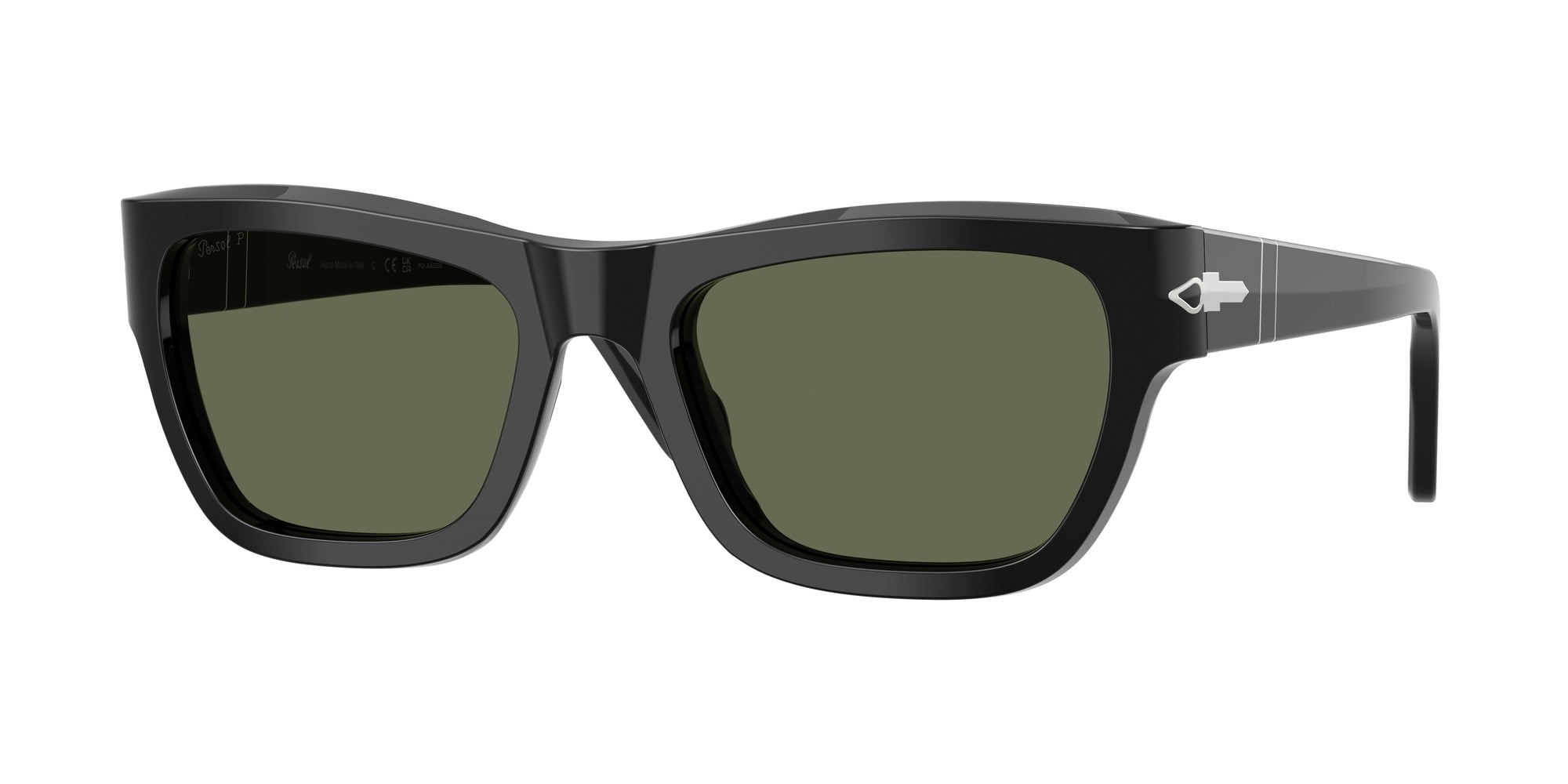 Persol Unisex Po0091S  95/58 Occhiali Da Sole Acetato Nero Verde Farfalla Polarizzata