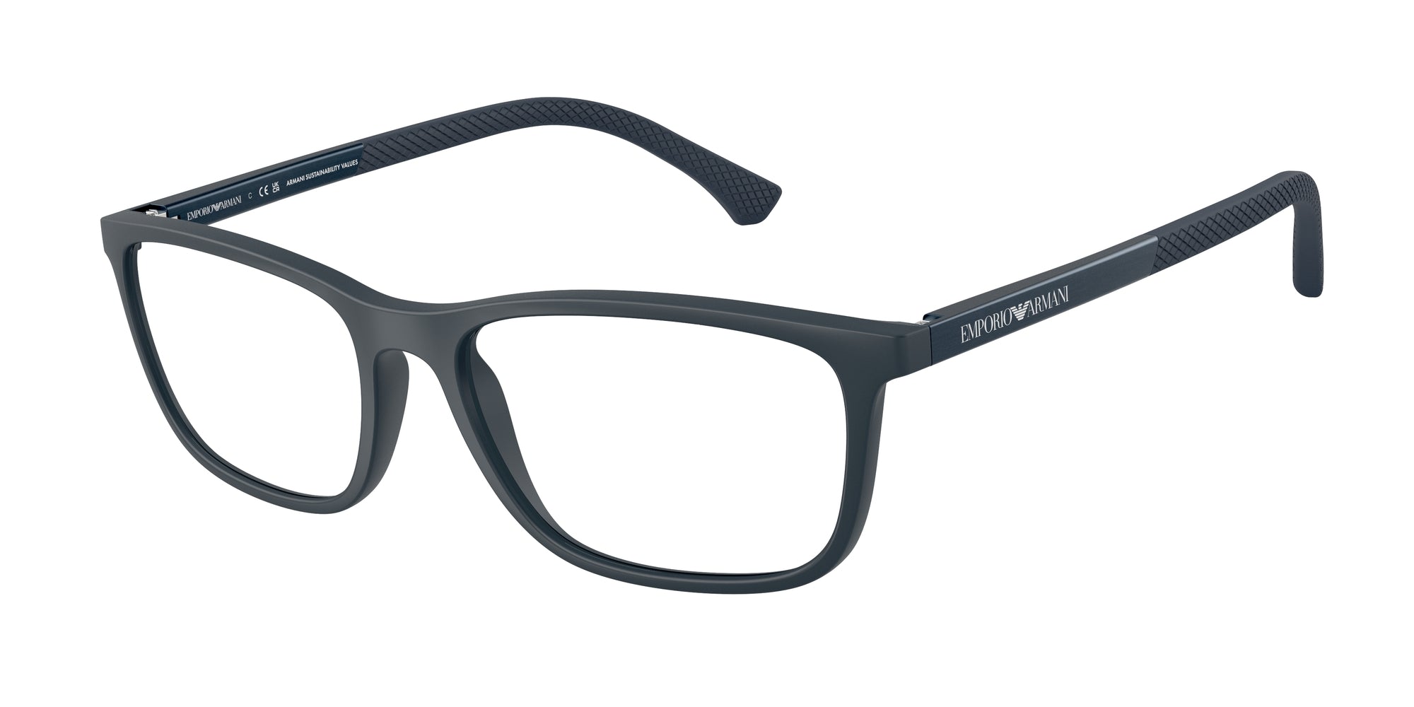 Emporio Armani Uomo Ea3069  6189 Montature Da Vista Iniettato Blu Trasparente Squadrata Normale