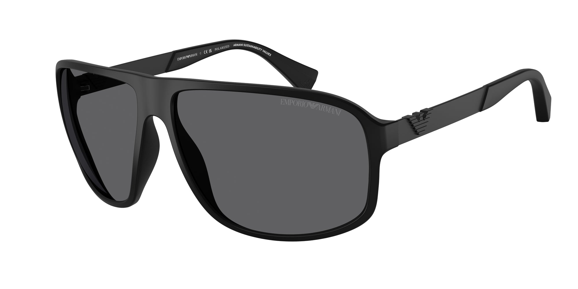 Emporio Armani Uomo Ea4029  5001T3 Occhiali Da Sole Iniettato Nero Grigio Squadrata Polarizzata