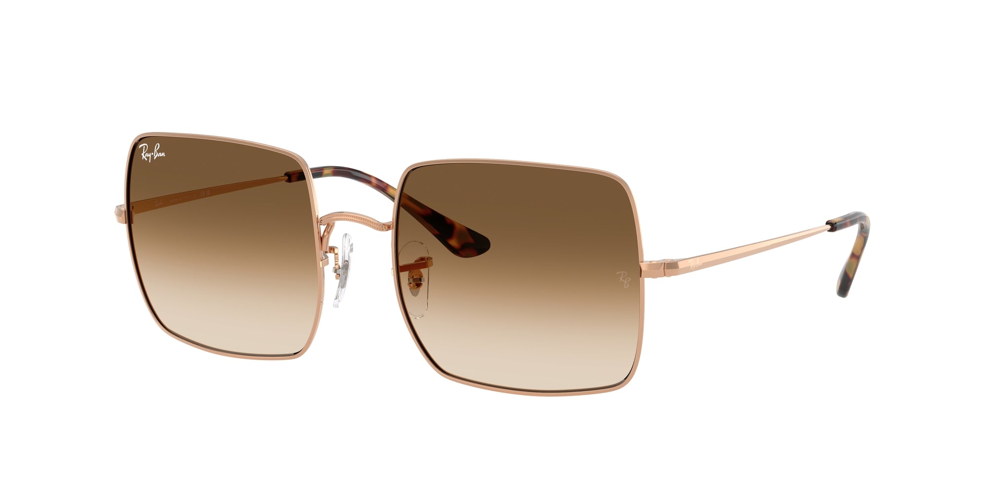 Ray - Ban Donna Rb1971 Square 920251 Occhiali Da Sole Metallo Oro Marrone Squadrata Normale Sfumato