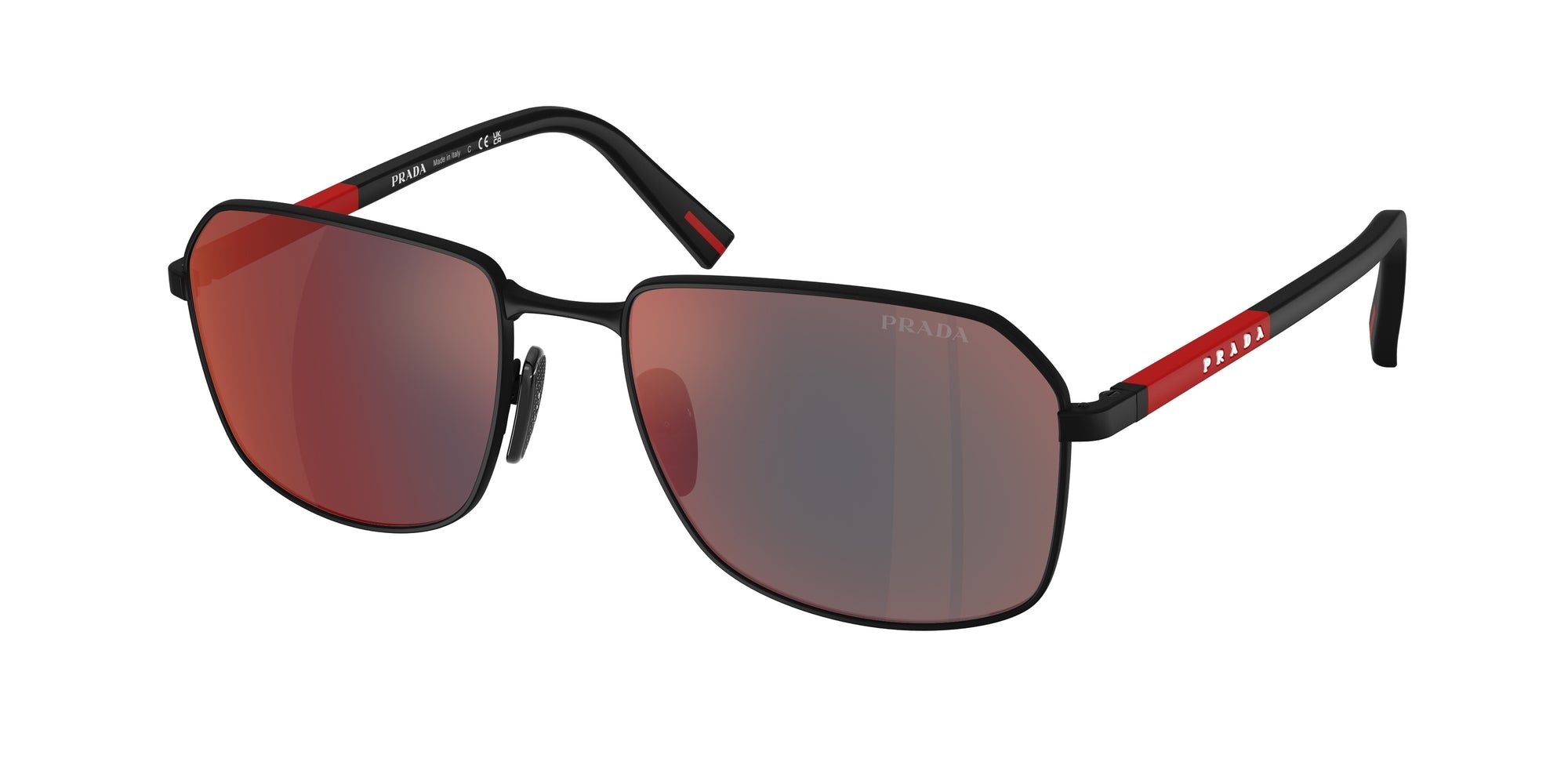 Prada Linea Rossa Uomo Ps A51S  Dg008F Occhiali Da Sole Metallo Nero Grigio Squadrata Normale