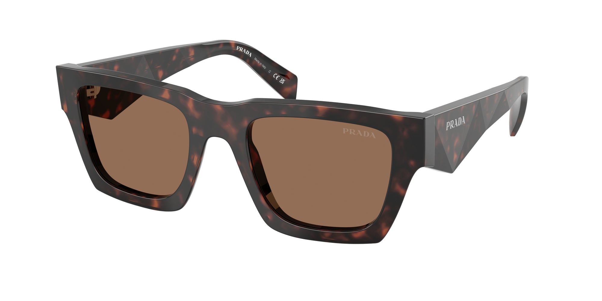 Prada Uomo Pr A06S  17N06B Occhiali Da Sole Acetato Tartaruga Marrone Pillow Normale