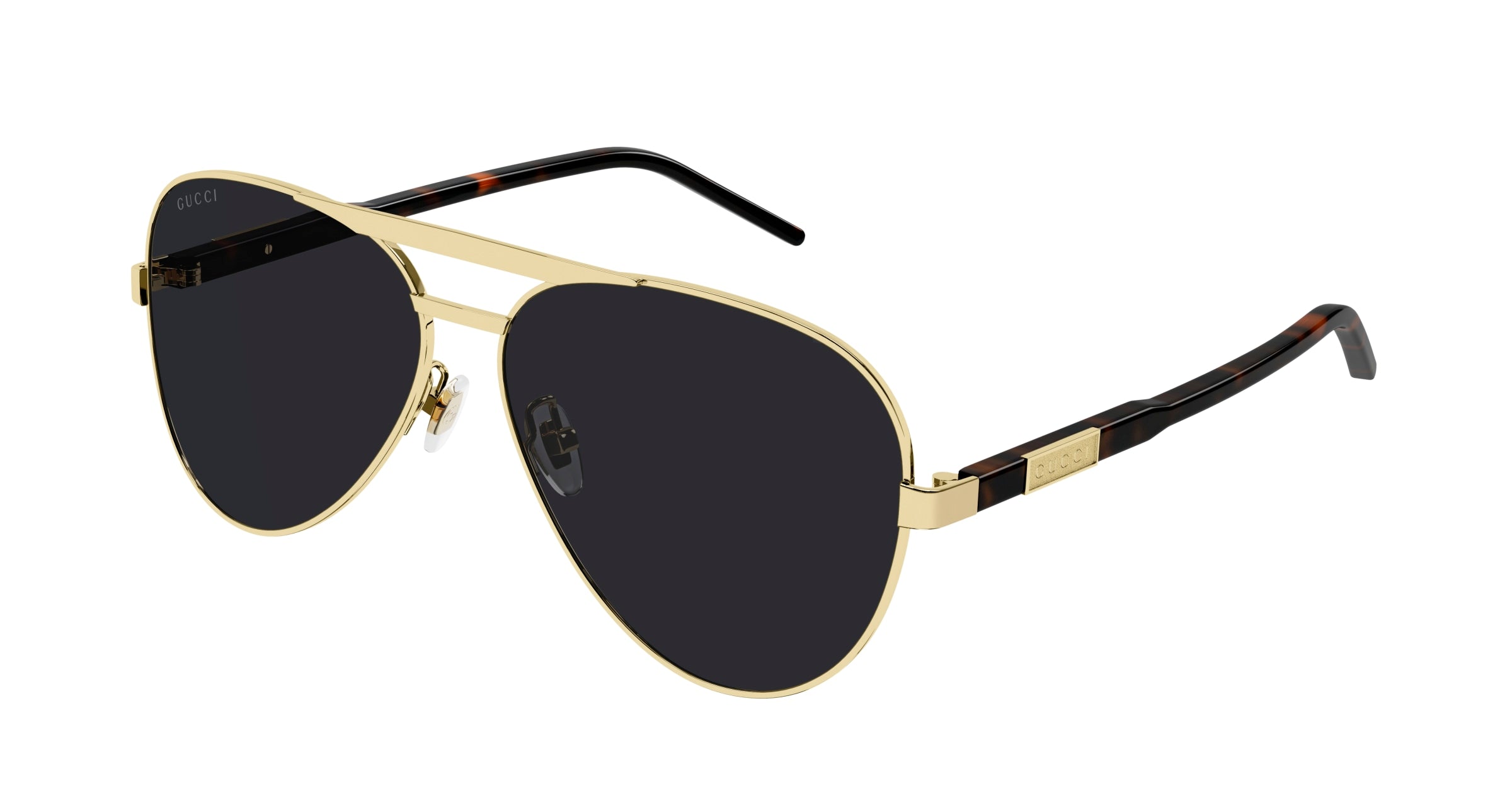 Gucci Uomo Gg1163S 001 Occhiali Da Sole Metallo Oro Grigio Pilot Normale