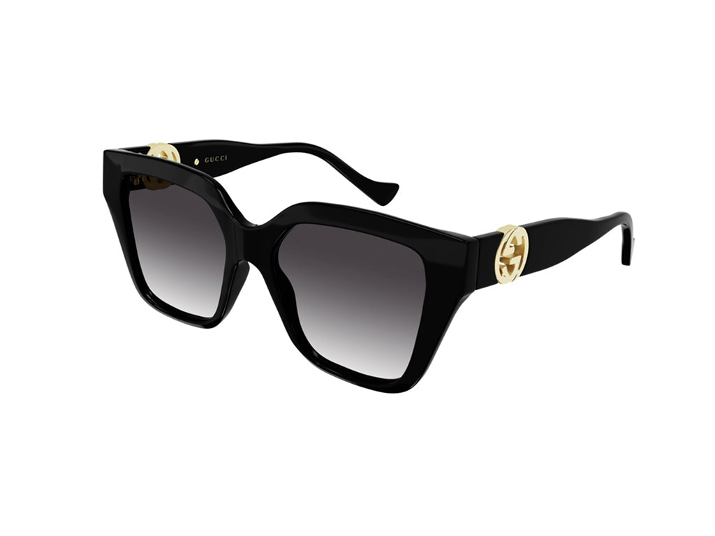 Gucci Donna Gg1023S 008 Occhiali Da Sole Iniettato Nero Grigio Squadrata Normale Sfumato