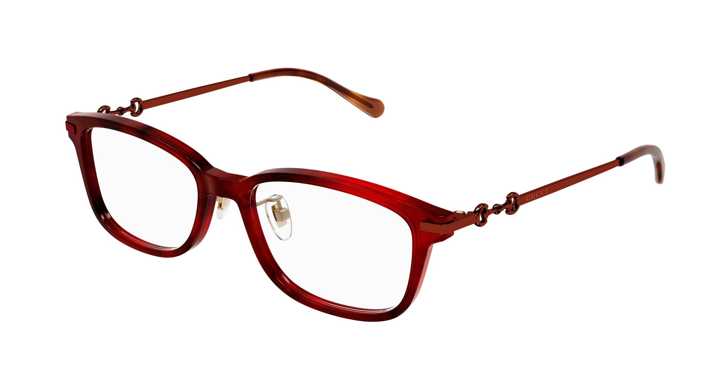 Gucci Donna Gg1129Oj 003 Montature Da Vista Acetato Havana/Rosso  Squadrata