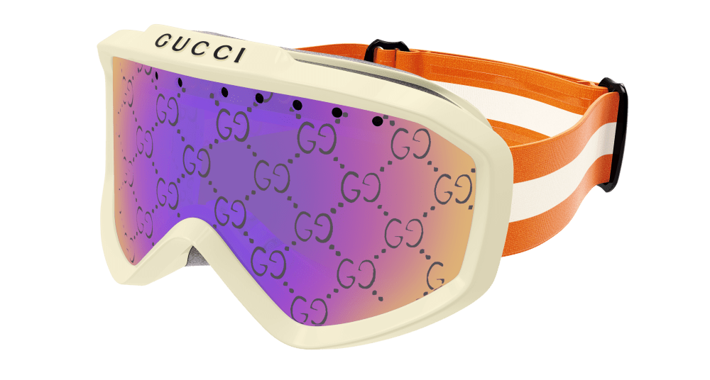 Gucci Unisex Gg1210S 002 Maschere Da Sci Plastica Avorio Rosa Maschera Decorazione Specchiato