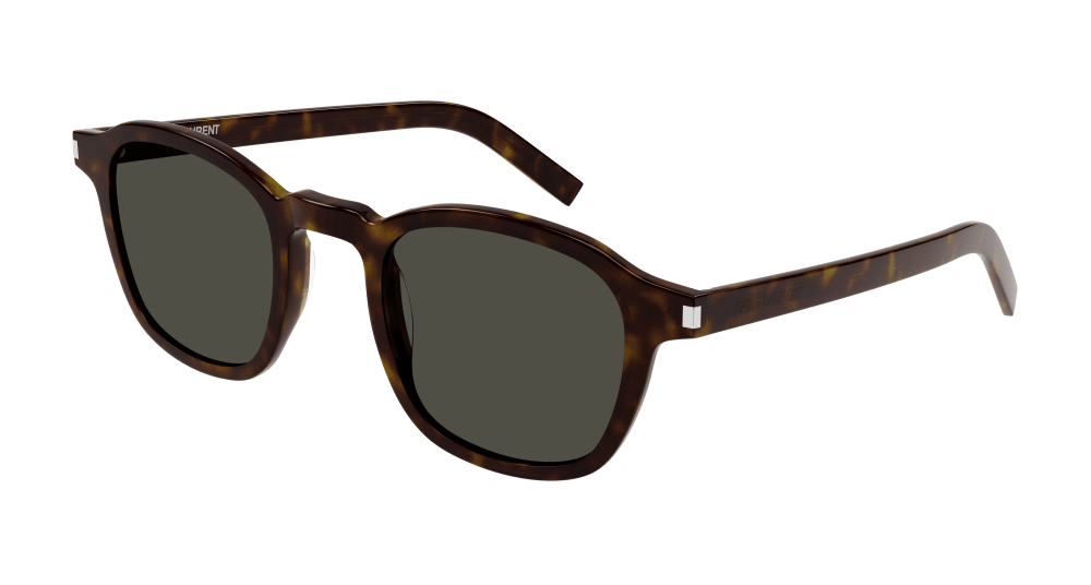 Saint Laurent Uomo Sl 549 Slim 002 Occhiali Da Sole Acetato Havana Grigio Rotonda Normale