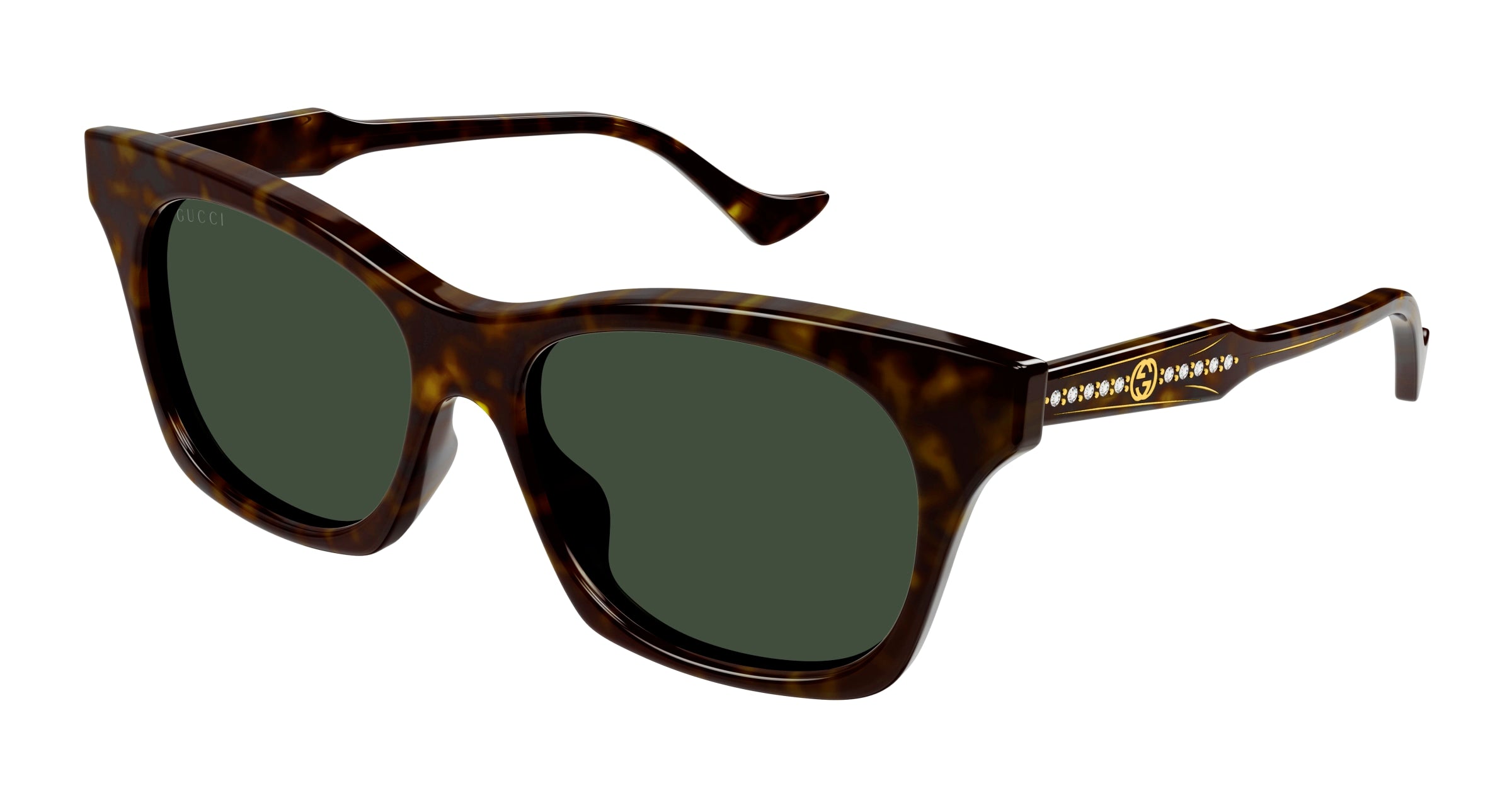 Gucci Donna Gg1299S 002 Occhiali Da Sole Acetato Havana Verde Squadrata Normale