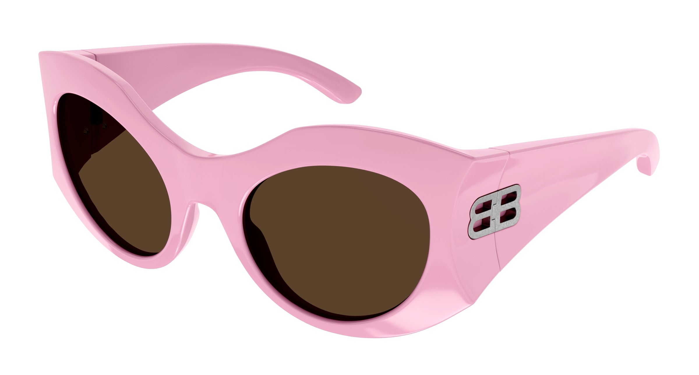 Balenciaga Donna Bb0256S 004 Occhiali Da Sole Bio-Iniettato Rosa Marrone Geometrica