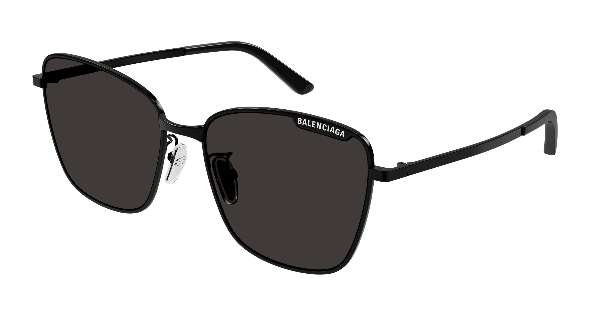 Balenciaga Donna Bb0279Sa 001 Occhiali Da Sole Metallo Nero Grigio Squadrata