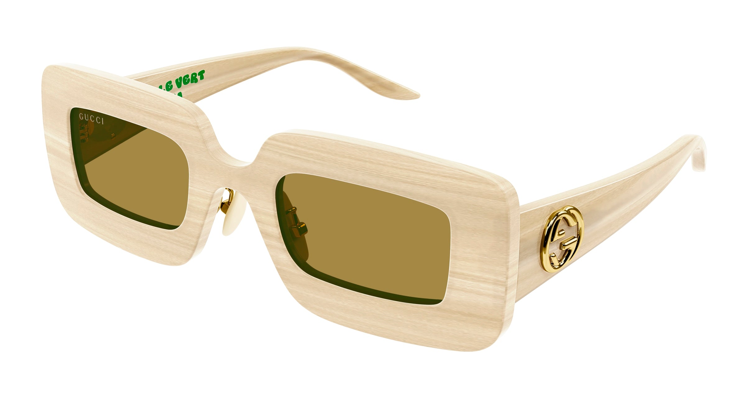 Gucci Donna Gg0974S 002 Occhiali Da Sole Plastica Beige Marrone Squadrata