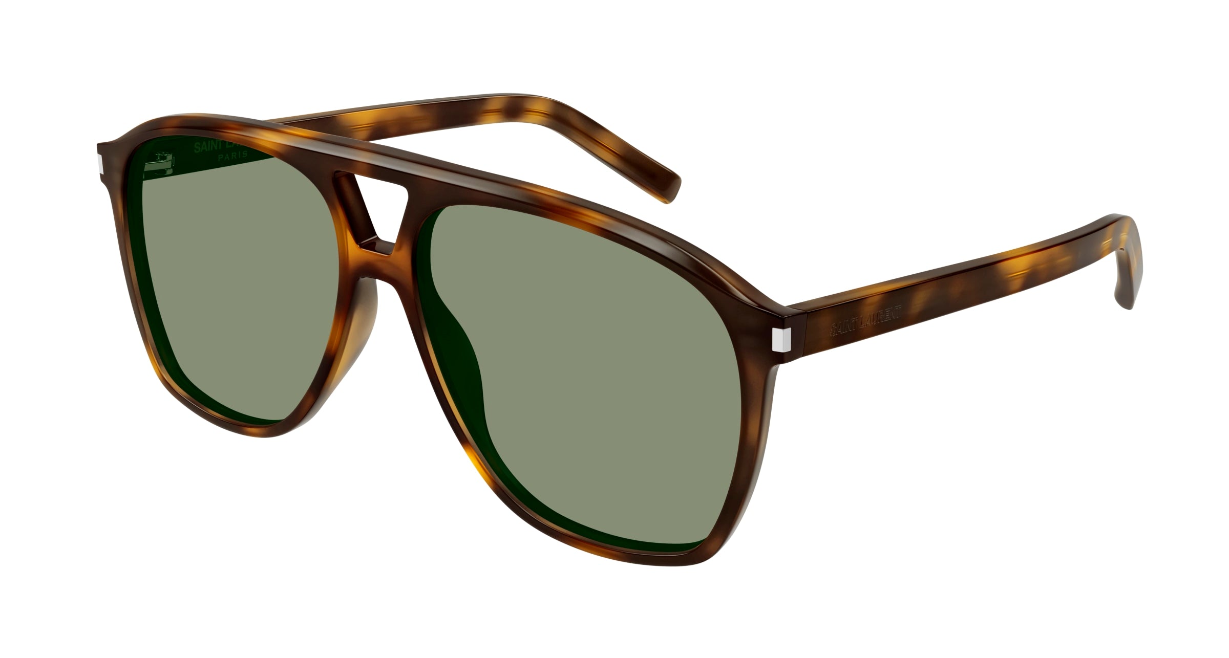 Saint Laurent Donna Sl 596 Dune 002 Occhiali Da Sole Acetato Havana Verde Pilot