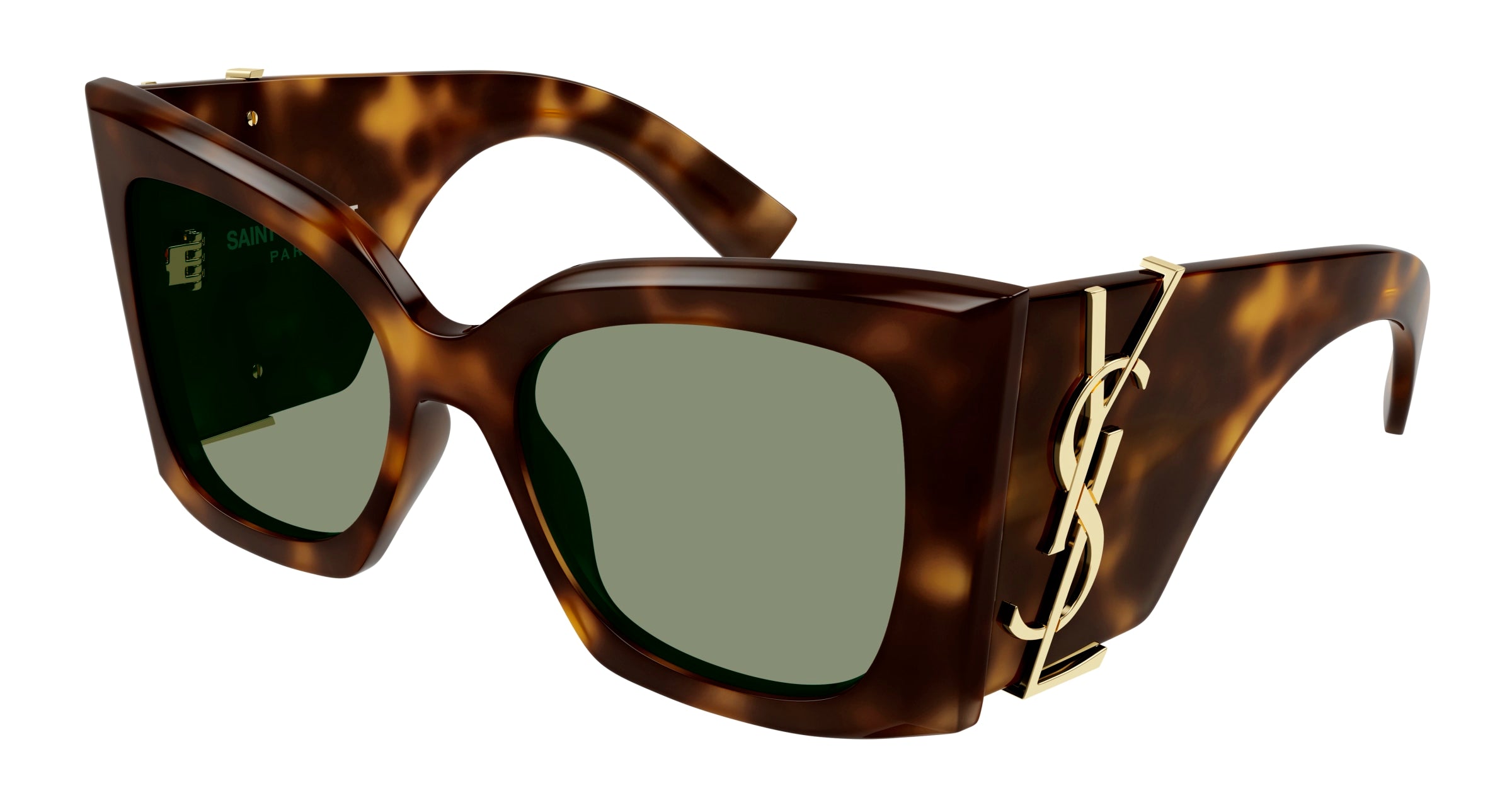 Saint Laurent Donna Sl M119 Blaze 002 Occhiali Da Sole Acetato Havana Verde Cat Eye Normale