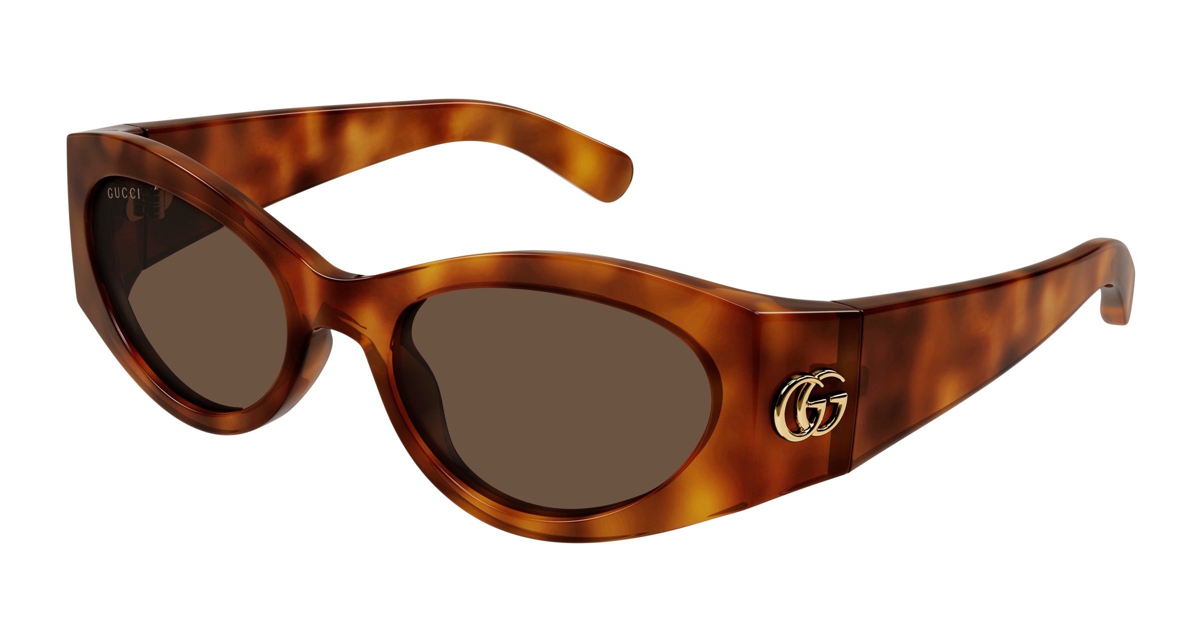 Gucci Donna Gg1401S 002 Occhiali Da Sole Acetato Havana Marrone Geometrica Normale