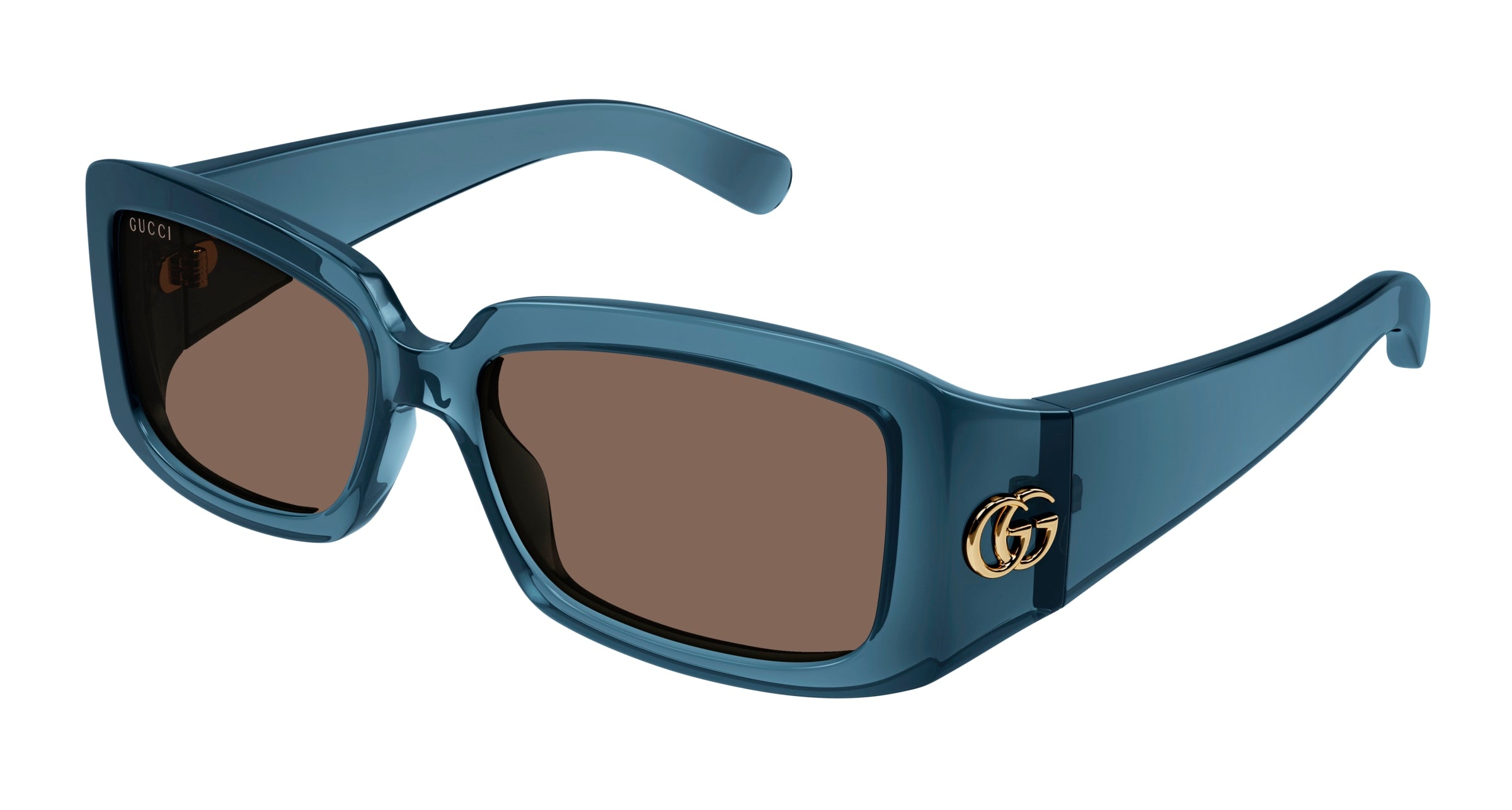 Gucci Donna Gg1403S 003 Blue Occhiali Da Sole Iniettato Blu Marrone Squadrata Normale