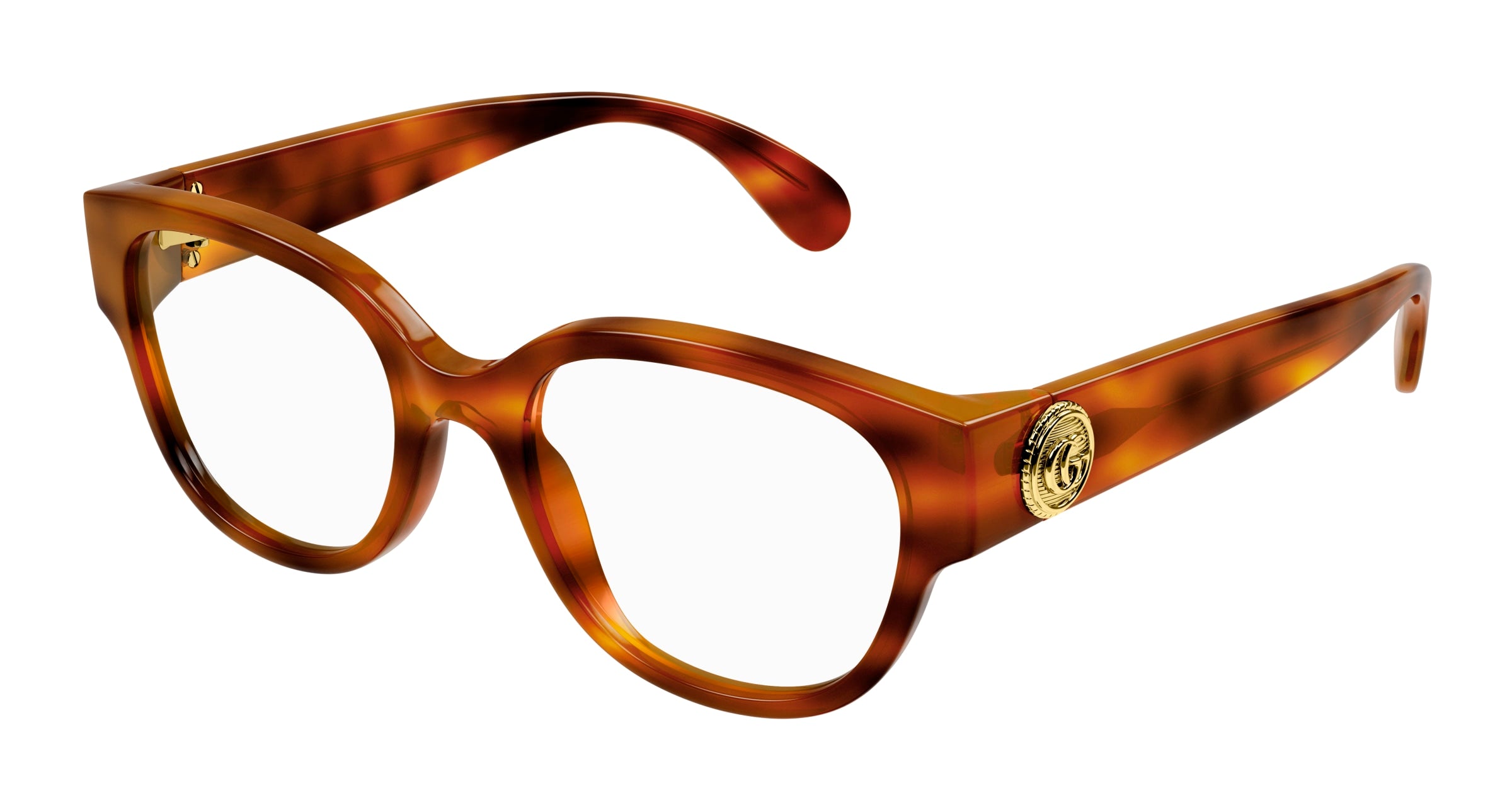 Gucci Donna Gg1411O 006 Montature Da Vista Acetato Havana Trasparente Rotonda