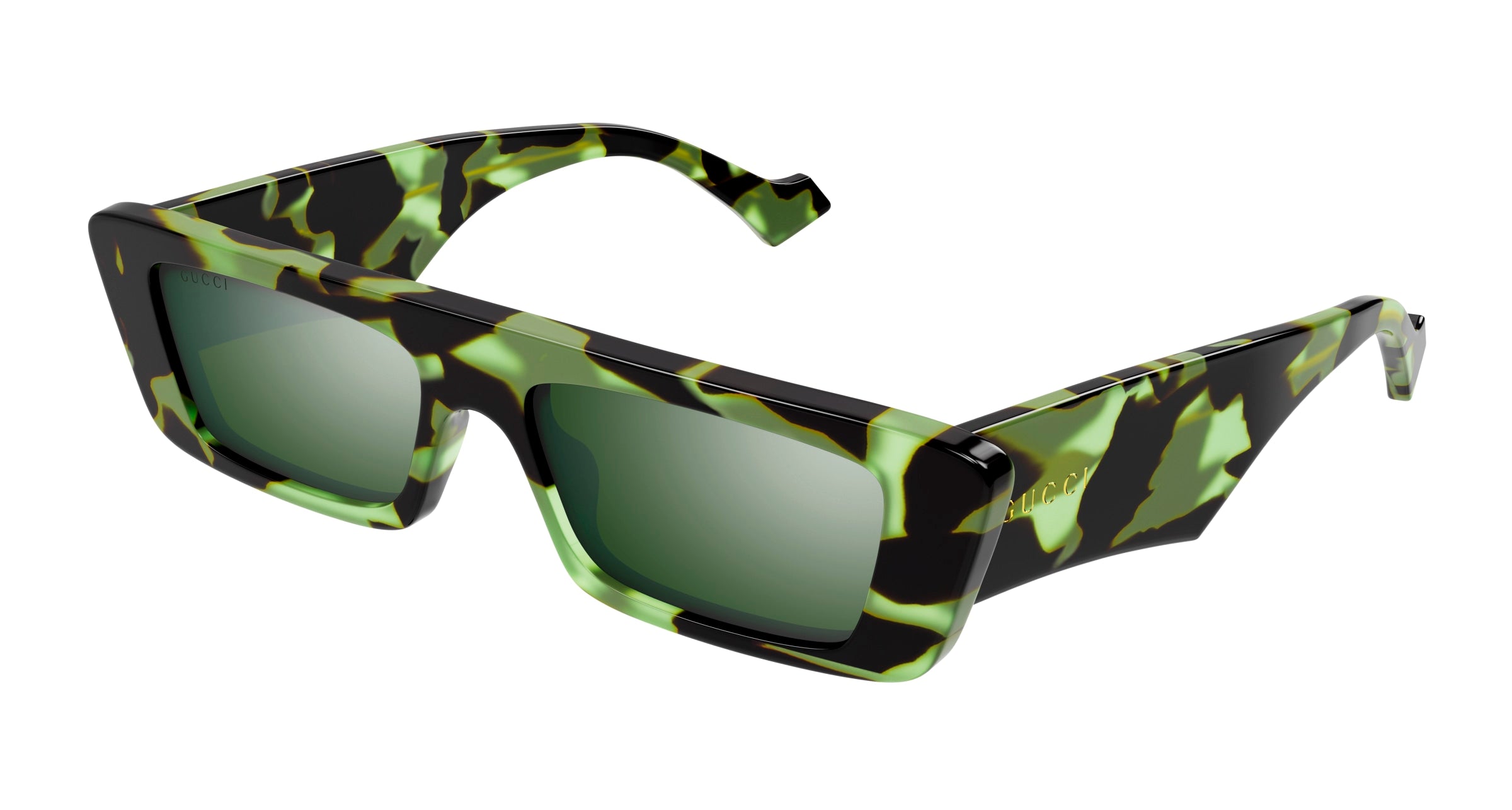 Gucci Uomo Gg1331S 008 Occhiali Da Sole Acetato Havana Verde Squadrata Normale