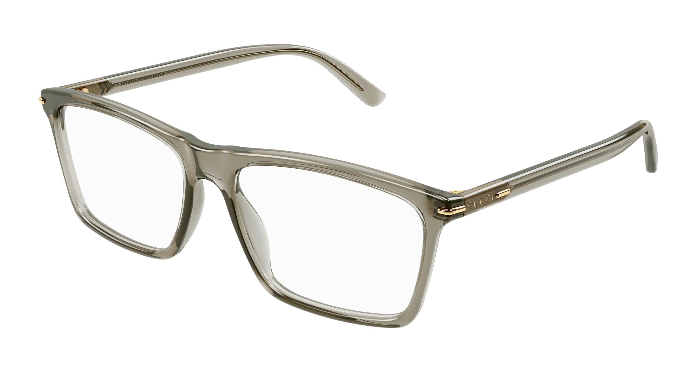 Gucci Uomo Gg1445O 004 Montature Da Vista Acetato Marrone Trasparente Squadrata