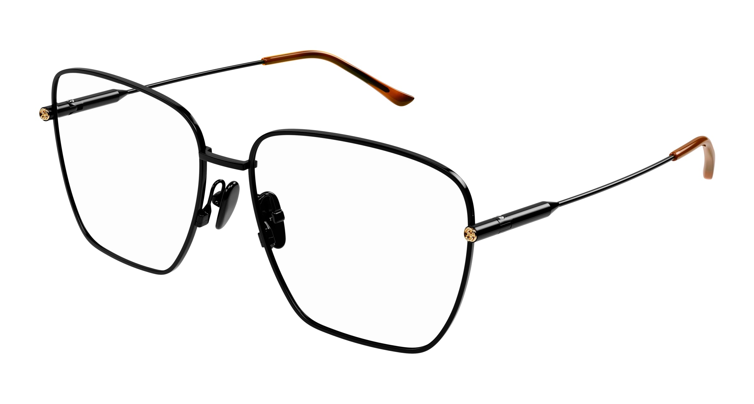 Gucci Donna Gg1414O 003 Montature Da Vista Metallo Nero Trasparente Squadrata
