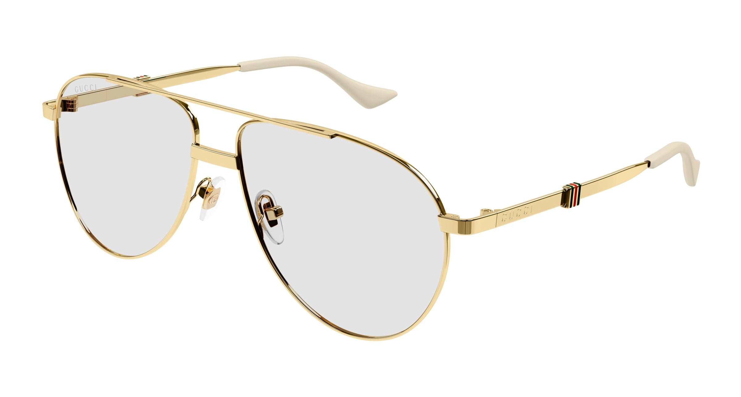 Gucci Uomo Gg1440S 005 Occhiali Da Sole Metallo Oro Trasparente Pilot Normale