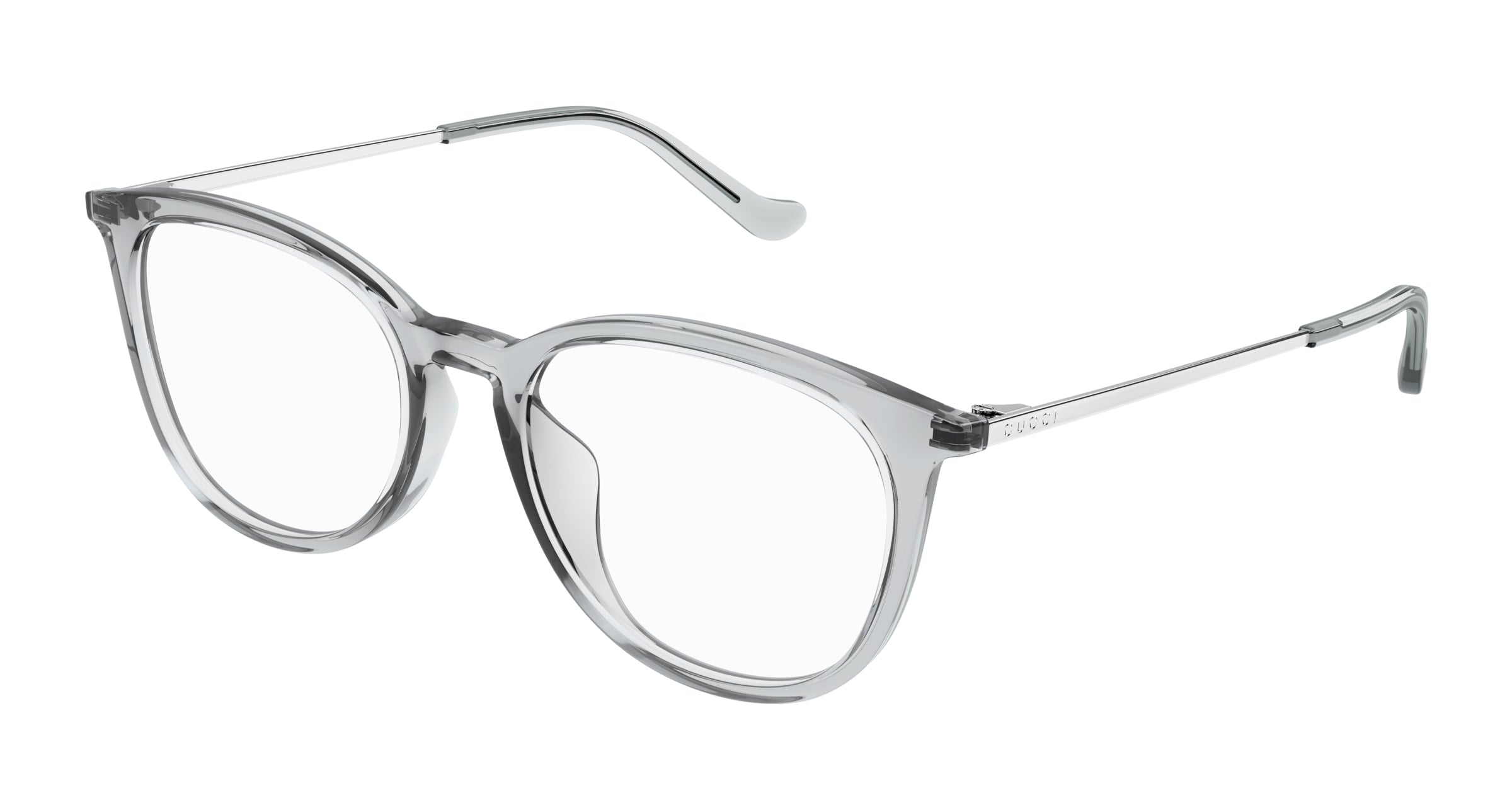 Gucci Donna Gg1468Oa 002 Montature Da Vista Acetato Grigio Trasparente Rotonda