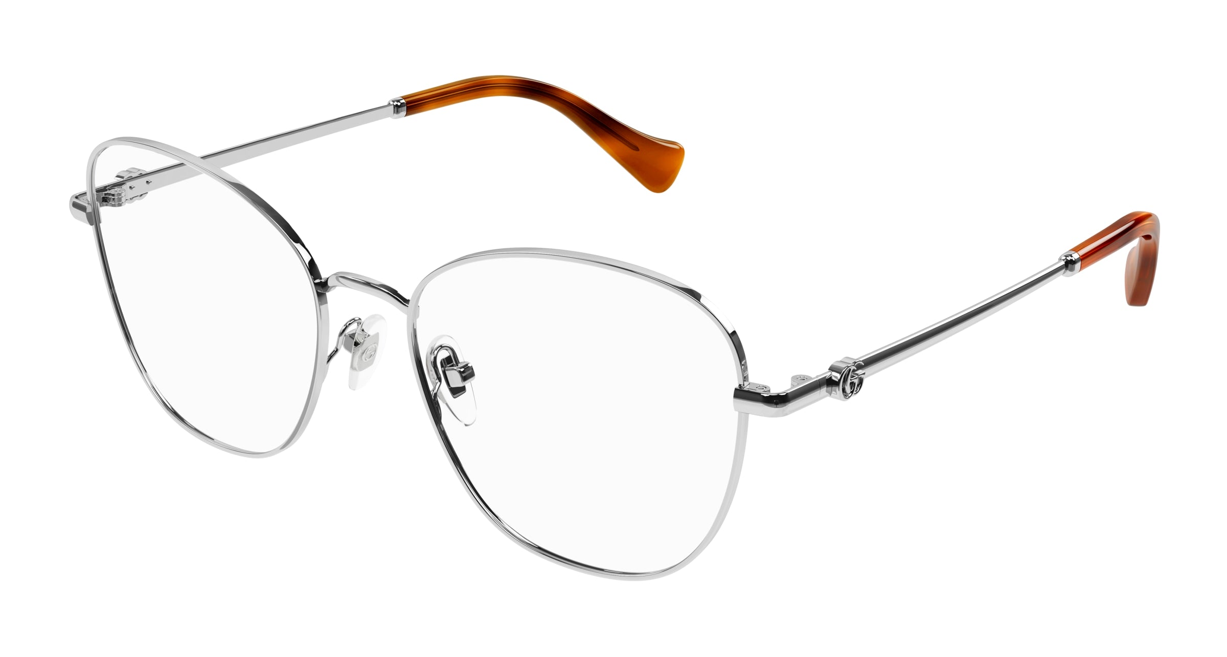 Gucci Donna Gg1418O 002 Montature Da Vista Metallo Argento Trasparente Cat Eye