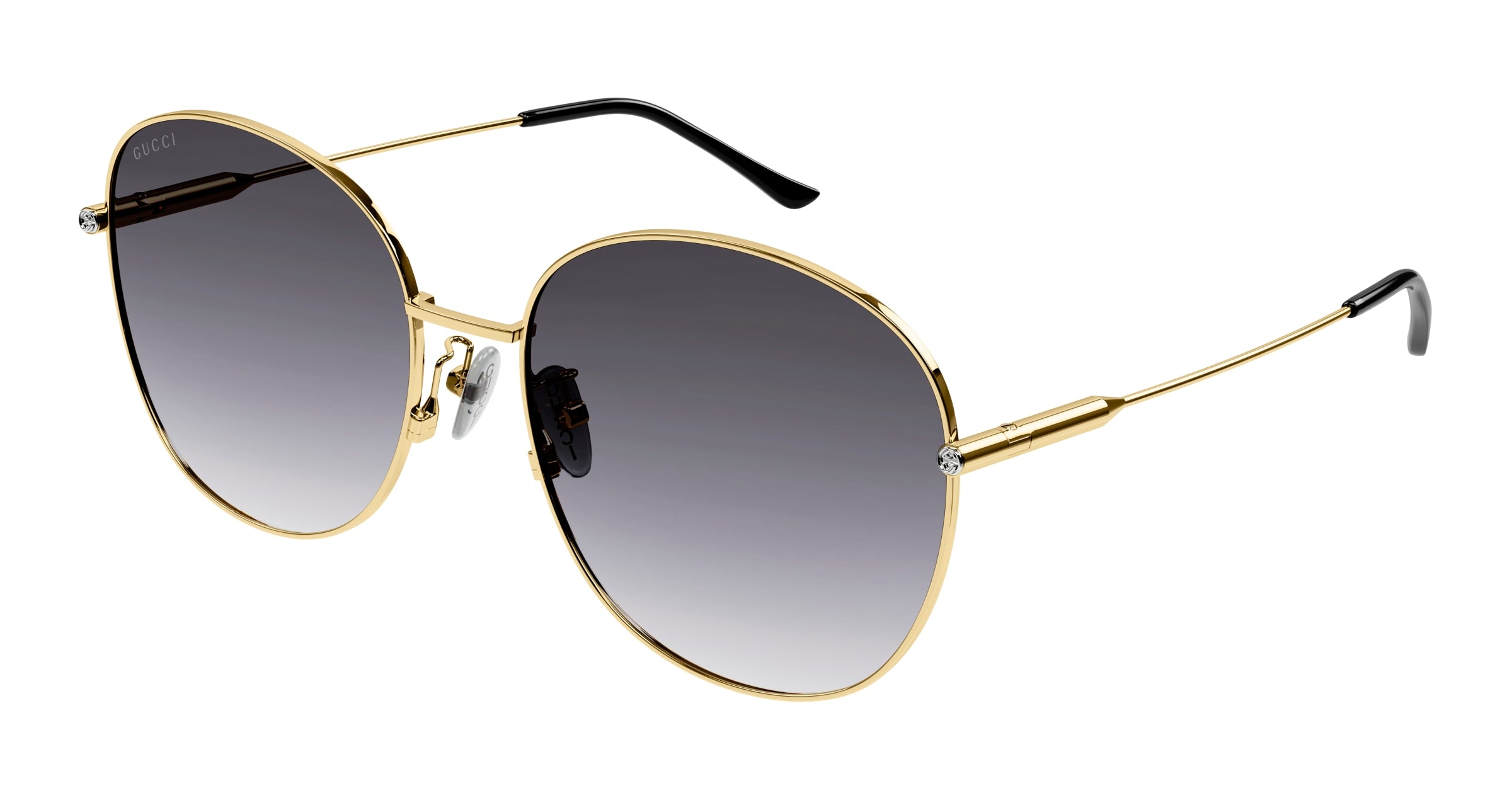 Gucci Donna Gg1416Sk 001 Occhiali Da Sole Metallo Oro Grigio Squadrata Normale Sfumato
